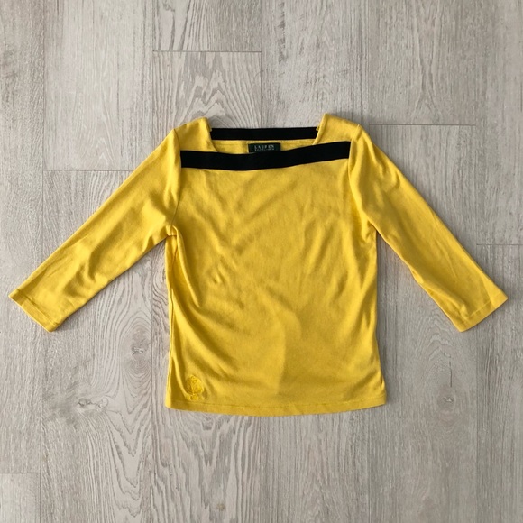 Lauren Ralph Lauren Vintage Yellow/Black Boat Neck Blouse - Picture 16 of 16